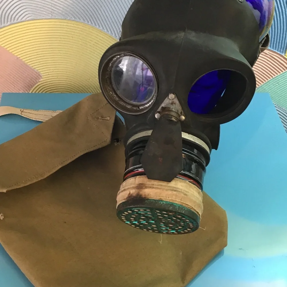 Vintage Military-Style Black Gas Mask with Filter